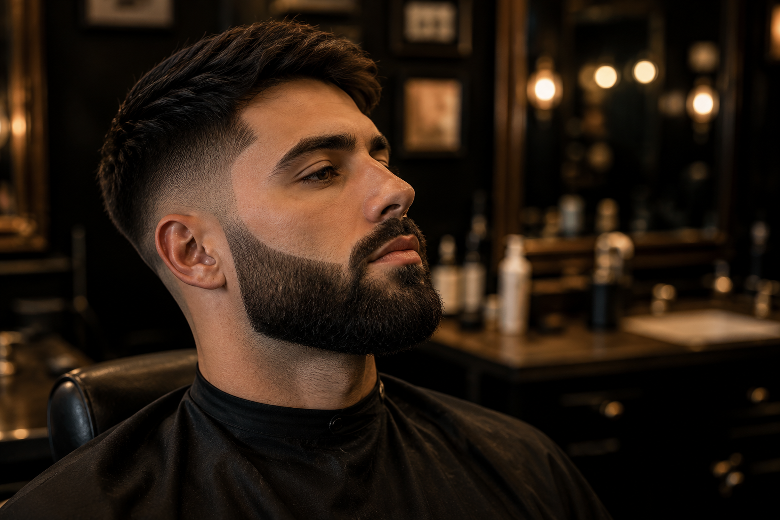 Freshly shaped full beard